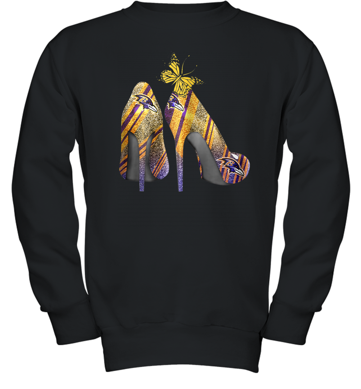 NFL Baltimore Ravens Steelers Rhinestone High Heels Youth Sweatshirt - NFLFanGift