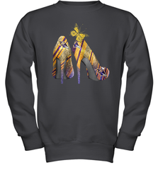 NFL Baltimore Ravens Steelers Rhinestone High Heels Youth Sweatshirt - NFLFanGift