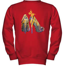 NFL Baltimore Ravens Steelers Rhinestone High Heels Youth Sweatshirt - NFLFanGift