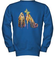 NFL Baltimore Ravens Steelers Rhinestone High Heels Youth Sweatshirt - NFLFanGift