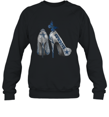 NFL Dallas Cowboys High Heel Butterfly Rhinestone Tide Crewneck Sweatshirt - NFLFanGift