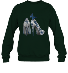 NFL Dallas Cowboys High Heel Butterfly Rhinestone Tide Crewneck Sweatshirt - NFLFanGift