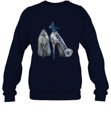 NFL Dallas Cowboys High Heel Butterfly Rhinestone Tide Crewneck Sweatshirt - NFLFanGift