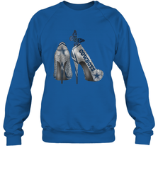 NFL Dallas Cowboys High Heel Butterfly Rhinestone Tide Crewneck Sweatshirt - NFLFanGift