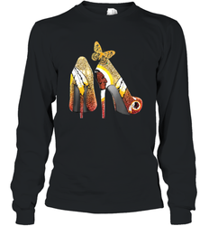 Washington Redskins High Heel Butterfly Rhinestone Tide Long Sleeve T-Shirt - NFLFanGift