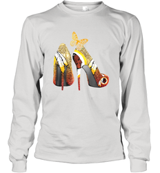 Washington Redskins High Heel Butterfly Rhinestone Tide Long Sleeve T-Shirt - NFLFanGift