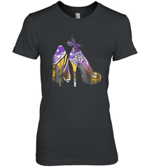 NFL Minnesota Vikings High Heel Butterfly Rhinestone Tide Women's The Boyfriend Tee - NFLFanGift