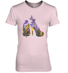 NFL Minnesota Vikings High Heel Butterfly Rhinestone Tide Women's The Boyfriend Tee - NFLFanGift