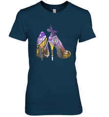 NFL Minnesota Vikings High Heel Butterfly Rhinestone Tide Women's The Boyfriend Tee - NFLFanGift
