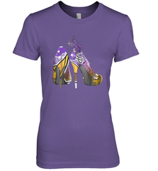 NFL Minnesota Vikings High Heel Butterfly Rhinestone Tide Women's The Boyfriend Tee - NFLFanGift