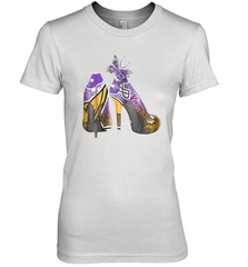 NFL Minnesota Vikings High Heel Butterfly Rhinestone Tide Women's The Boyfriend Tee - NFLFanGift