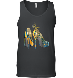 NFL Los Angeles Chargers High Heel Butterfly Rhinestone Tank Top - NFLFanGift