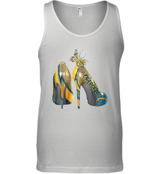 NFL Los Angeles Chargers High Heel Butterfly Rhinestone Tank Top - NFLFanGift