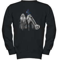 NFL Oakland Raiders High Heel Butterfly Rhinestone Tide Youth Sweatshirt - NFLFanGift