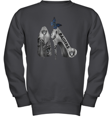 NFL Oakland Raiders High Heel Butterfly Rhinestone Tide Youth Sweatshirt - NFLFanGift