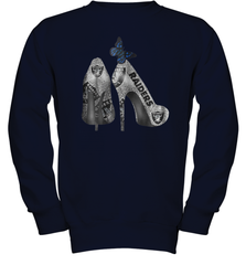 NFL Oakland Raiders High Heel Butterfly Rhinestone Tide Youth Sweatshirt - NFLFanGift