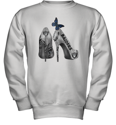 NFL Oakland Raiders High Heel Butterfly Rhinestone Tide Youth Sweatshirt - NFLFanGift