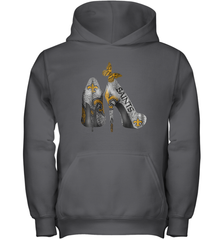 NFL New Orleans Saints High Heel Butterfly Rhinestone Tide Youth Hoodie - NFLFanGift