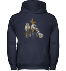 NFL New Orleans Saints High Heel Butterfly Rhinestone Tide Youth Hoodie - NFLFanGift