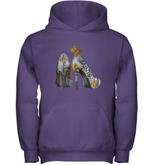 NFL New Orleans Saints High Heel Butterfly Rhinestone Tide Youth Hoodie - NFLFanGift