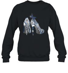 NFL Los Angeles Rams High Heel Butterfly Rhinestone Tide Crewneck Sweatshirt - NFLFanGift
