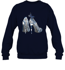 NFL Los Angeles Rams High Heel Butterfly Rhinestone Tide Crewneck Sweatshirt - NFLFanGift