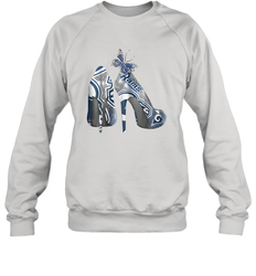 NFL Los Angeles Rams High Heel Butterfly Rhinestone Tide Crewneck Sweatshirt - NFLFanGift