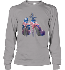 NFL New York Giants High Heel Butterfly Rhinestone Tide Youth Long Sleeve T-Shirt - NFLFanGift