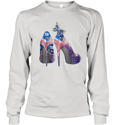 NFL New York Giants High Heel Butterfly Rhinestone Tide Youth Long Sleeve T-Shirt - NFLFanGift