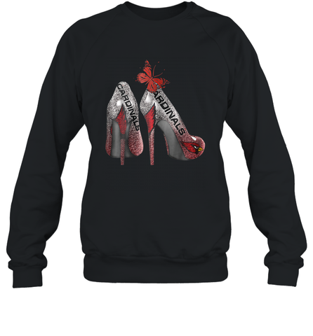 Arizona Cardinals High Heel Butterfly Rhinestone Tide NFL Crewneck Sweatshirt - NFLFanGift