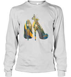 NFL Los Angeles Chargers High Heel Butterfly Rhinestone Long Sleeve T-Shirt - NFLFanGift