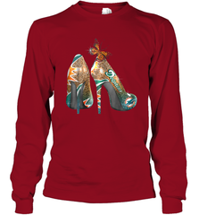 NFL Miami Dolphins High Heel Butterfly Rhinestone Tide Long Sleeve T-Shirt - NFLFanGift