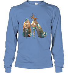 NFL Miami Dolphins High Heel Butterfly Rhinestone Tide Long Sleeve T-Shirt - NFLFanGift