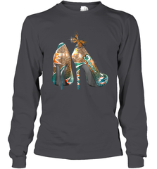 NFL Miami Dolphins High Heel Butterfly Rhinestone Tide Long Sleeve T-Shirt - NFLFanGift