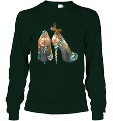 NFL Miami Dolphins High Heel Butterfly Rhinestone Tide Long Sleeve T-Shirt - NFLFanGift