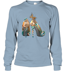 NFL Miami Dolphins High Heel Butterfly Rhinestone Tide Long Sleeve T-Shirt - NFLFanGift