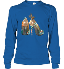 NFL Miami Dolphins High Heel Butterfly Rhinestone Tide Long Sleeve T-Shirt - NFLFanGift