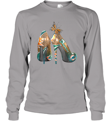 NFL Miami Dolphins High Heel Butterfly Rhinestone Tide Long Sleeve T-Shirt - NFLFanGift