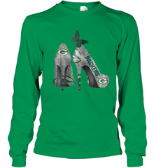 NFL Green Bay Packers Rhinestone High Heels Youth Long Sleeve T-Shirt - NFLFanGift