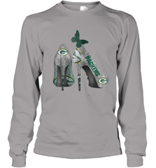 NFL Green Bay Packers Rhinestone High Heels Youth Long Sleeve T-Shirt - NFLFanGift