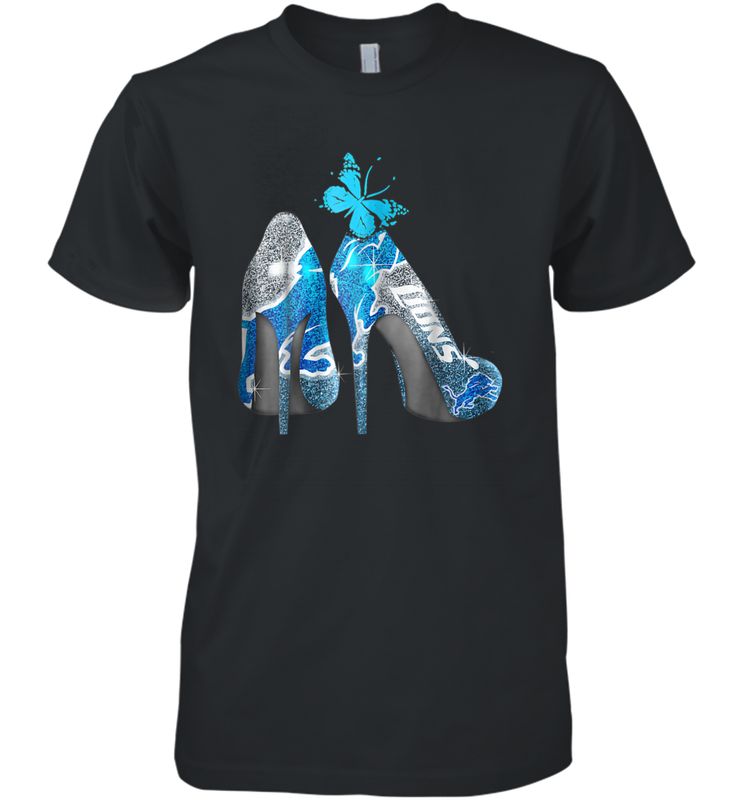 NFL Detroit Lions High Heel Butterfly Rhinestone Tide Men's Premium T-Shirt - NFLFanGift