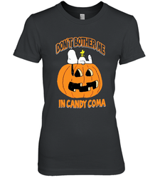Don't Bother Me In Candy Coma Funny Snoopy Pumpkin Halloween Women's The Boyfriend Tee - NFLFanGift