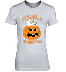 Don't Bother Me In Candy Coma Funny Snoopy Pumpkin Halloween Women's The Boyfriend Tee - NFLFanGift