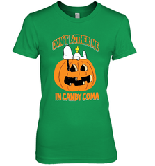 Don't Bother Me In Candy Coma Funny Snoopy Pumpkin Halloween Women's The Boyfriend Tee - NFLFanGift