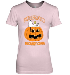 Don't Bother Me In Candy Coma Funny Snoopy Pumpkin Halloween Women's The Boyfriend Tee - NFLFanGift