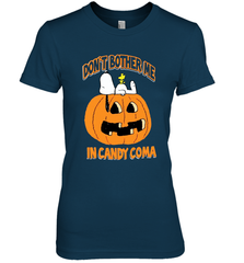 Don't Bother Me In Candy Coma Funny Snoopy Pumpkin Halloween Women's The Boyfriend Tee - NFLFanGift
