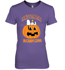 Don't Bother Me In Candy Coma Funny Snoopy Pumpkin Halloween Women's The Boyfriend Tee - NFLFanGift