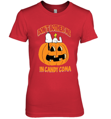 Don't Bother Me In Candy Coma Funny Snoopy Pumpkin Halloween Women's The Boyfriend Tee - NFLFanGift