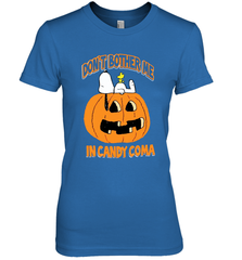 Don't Bother Me In Candy Coma Funny Snoopy Pumpkin Halloween Women's The Boyfriend Tee - NFLFanGift