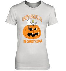 Don't Bother Me In Candy Coma Funny Snoopy Pumpkin Halloween Women's The Boyfriend Tee - NFLFanGift
